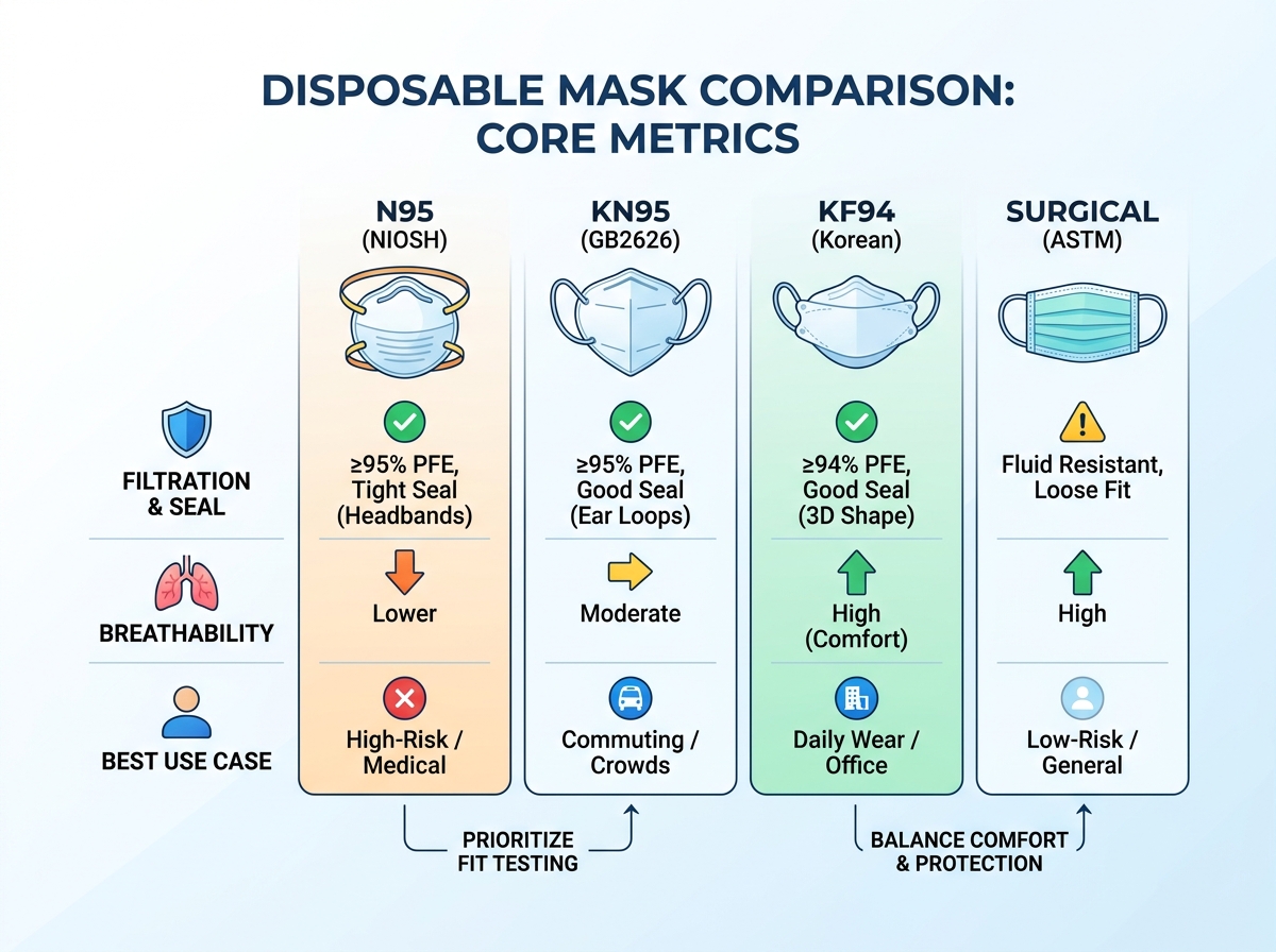 Comparaci&oacute;n de mascarillas desechables